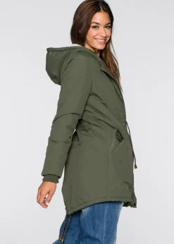 bonprix bonprix Parka con forro polar Verde oliva oscuro Discount