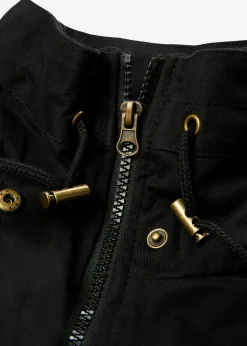 bonprix bonprix Parka corta de algodón con cuello alto, entallada Negro