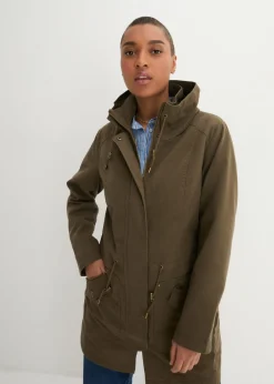 bonprix bonprix Parka corta de algodón con cuello alto, entallada Caqui Outlet