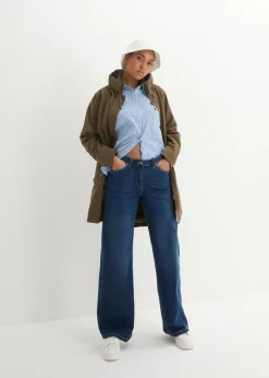 bonprix bonprix Parka corta de algodón con cuello alto, entallada Caqui Outlet