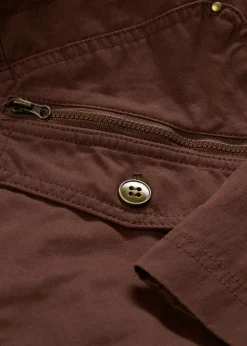 bonprix bonprix Parka corta de algodón con cuello alto, entallada marrón New