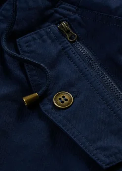 bonprix bonprix Parka corta de algodón con cuello alto, entallada Azul marino