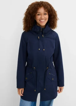 bonprix bonprix Parka corta de algodón con cuello alto, entallada Azul marino
