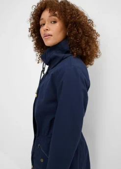 bonprix bonprix Parka corta de algodón con cuello alto, entallada Azul marino