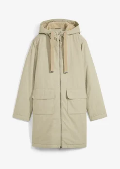 bonprix bonprix Parka de invierno ancha, con capucha y forro polar Verde aceite Hot