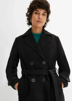 bonprix bonprix Parka de invierno con look de lana Negro Clearance