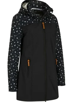 bonprix bonprix Parka funcional de softshell con forro polar suave Negro estampado Outlet