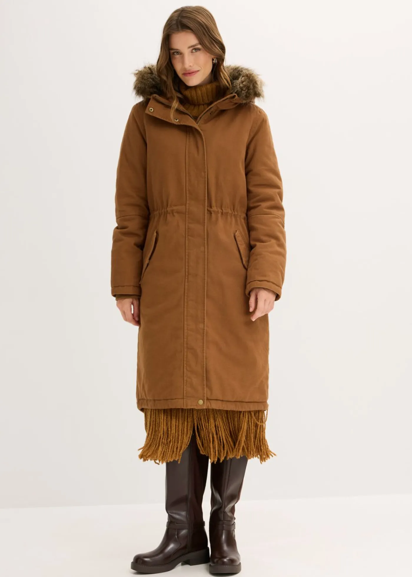 bonprix bonprix Parka larga acolchada Marrón coñac Discount