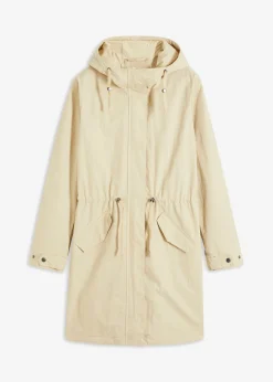 bonprix bonprix Parka larga con capucha Beige New