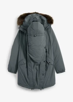 bonprix bonprix Parka premamá 3 en 1 con inserto de porteo Gris oscuro Clearance