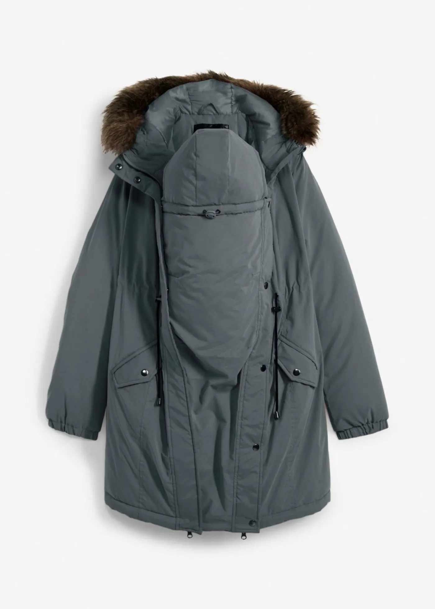 bonprix bonprix Parka premamá 3 en 1 con inserto de porteo Gris oscuro Clearance