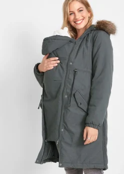 bonprix bonprix Parka premamá 3 en 1 con inserto de porteo Gris oscuro Clearance