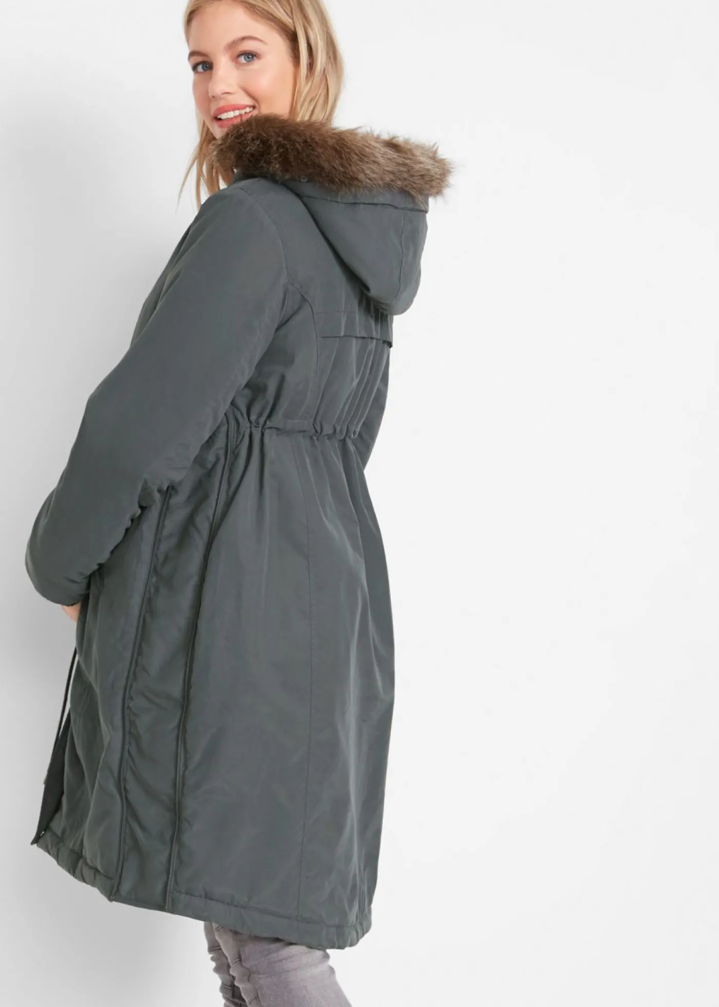 bonprix bonprix Parka premamá 3 en 1 con inserto de porteo Gris oscuro Clearance