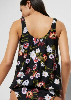 bonprix bonprix Parte superior de tankini de poliamida reciclada Negro de flores Sale