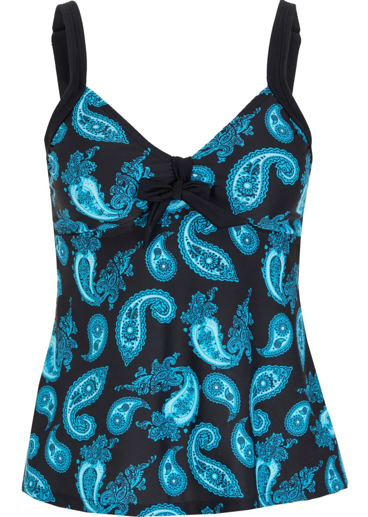 bonprix bonprix Parte superior del tankini Negro-turquesa con patrón paisley Sale