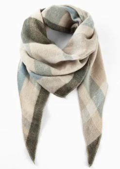 bonprix bonprix Pañuelo triangular Beige-azul claro-gris oscuro de cuadros Hot