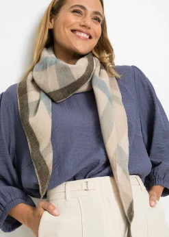 bonprix bonprix Pañuelo triangular Beige-azul claro-gris oscuro de cuadros Hot
