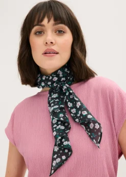 bonprix bonprix Pañuelo (2 unidades) con diseño de flores Malva-negro Best
