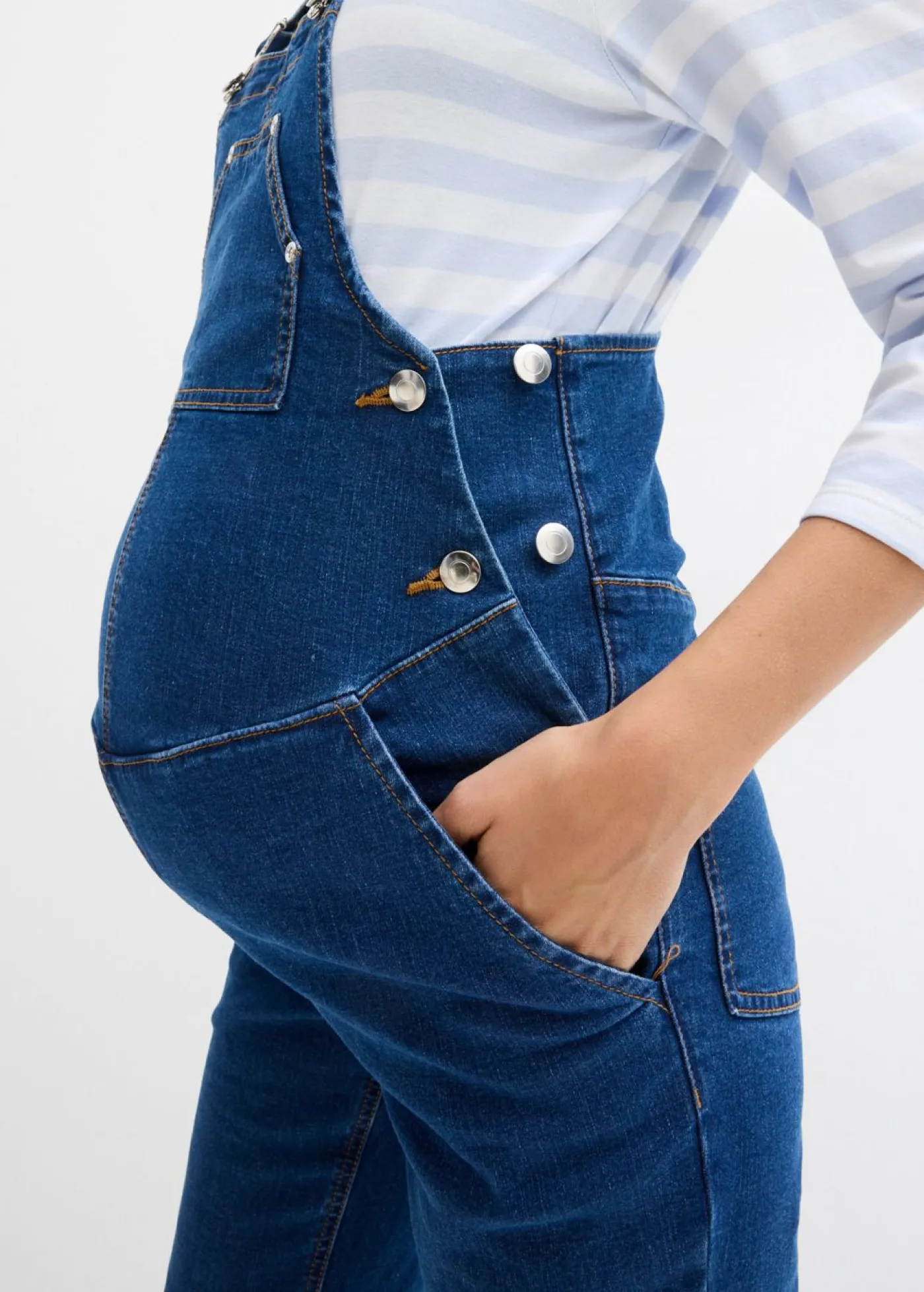 bonprix bonprix Peto premamá con cintura ajustable, pierna recta Denim Outlet
