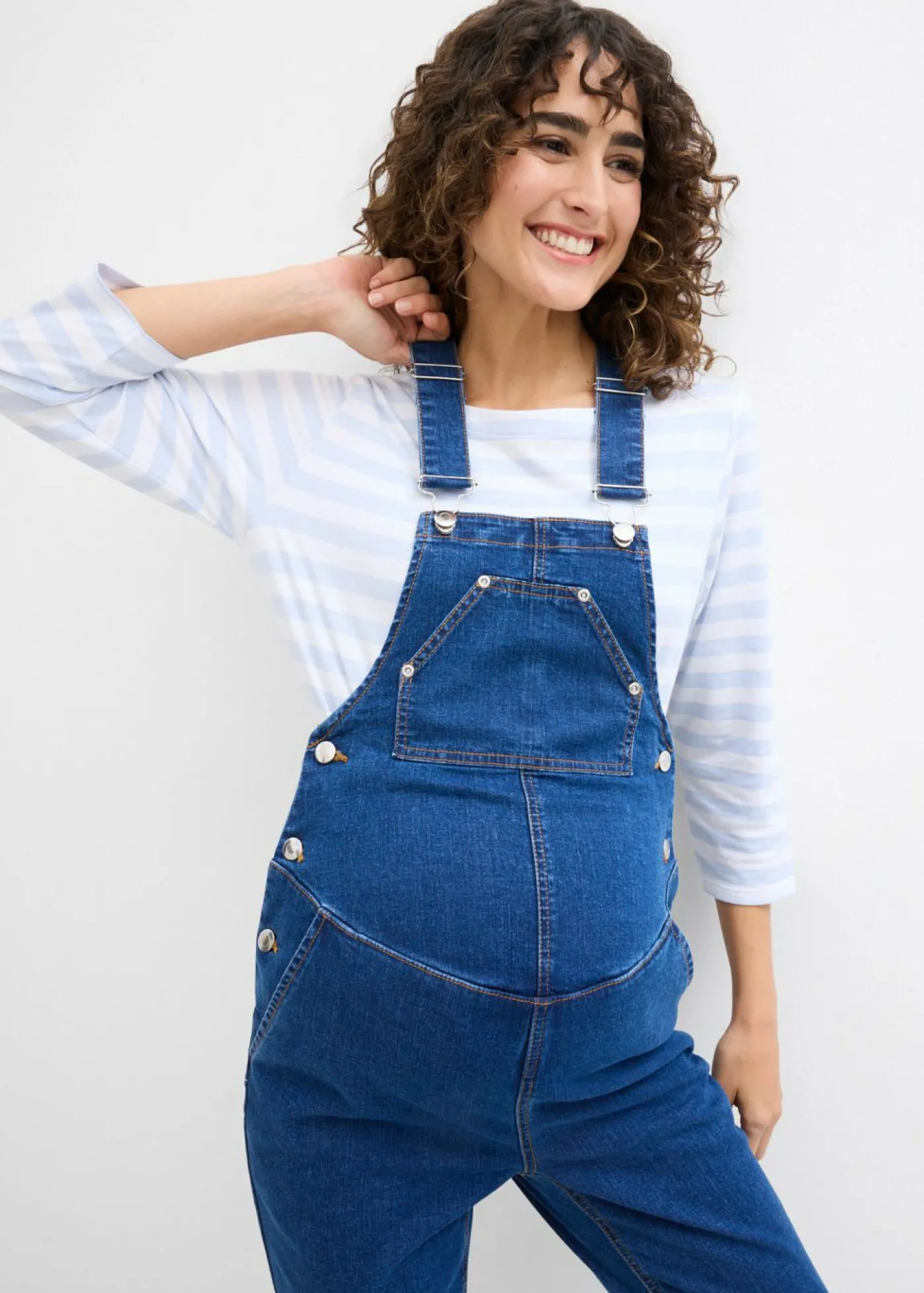 bonprix bonprix Peto premamá con cintura ajustable, pierna recta Denim Outlet
