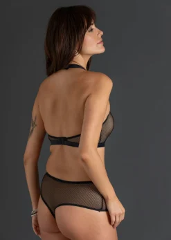 bonprix bonprix Picardías anudado al cuello + tanga de talle alto (2 piezas) Negro Online