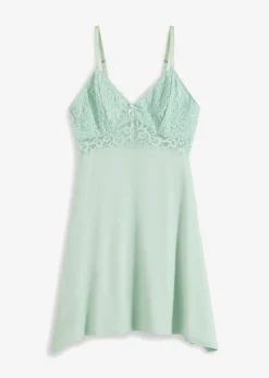 bonprix bonprix Picardías de mezcla de viscosa suave Verde pastel Hot