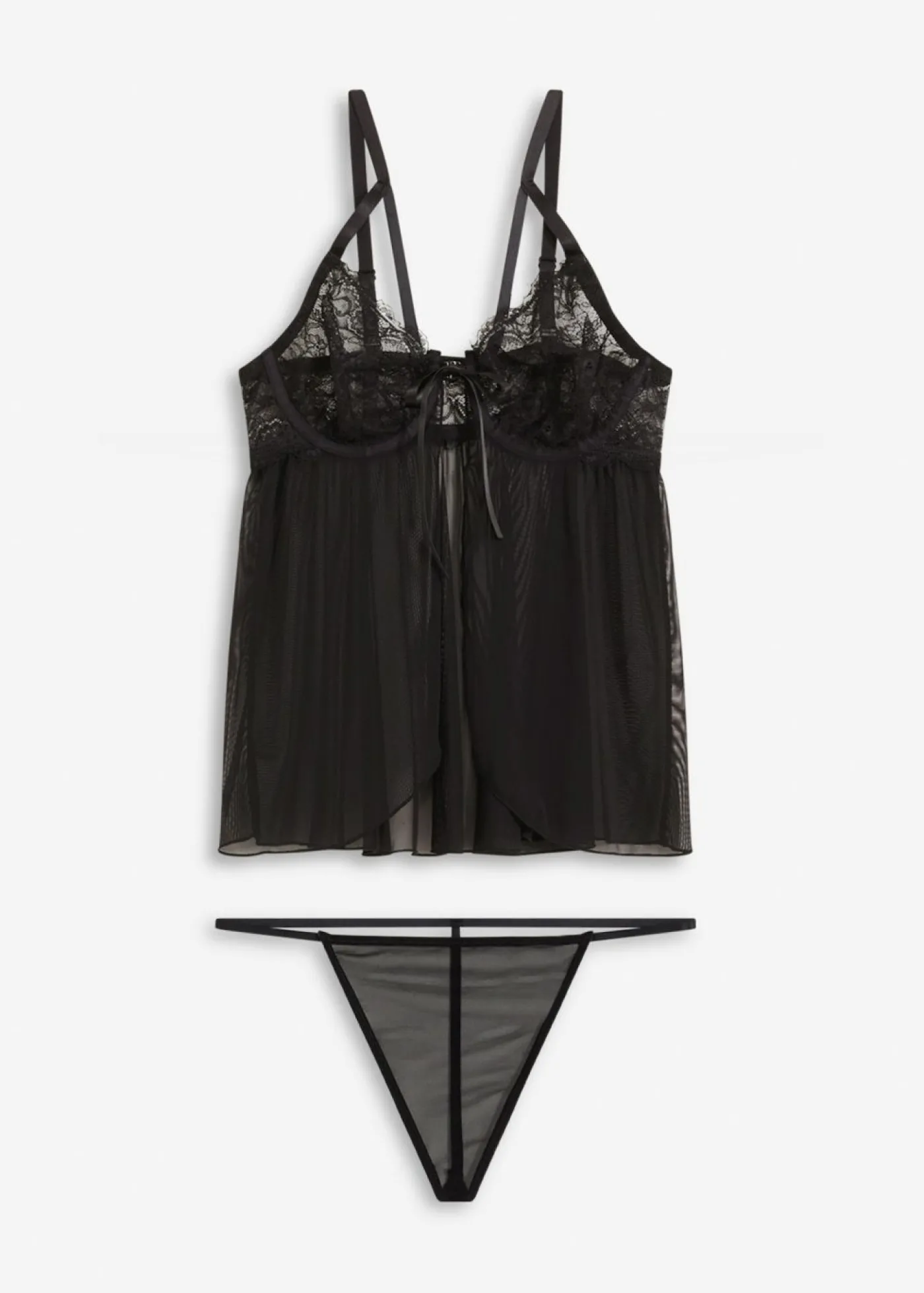 bonprix bonprix Picardías+ tanga (2 piezas) Negro Hot
