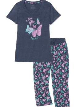 bonprix bonprix Pijama capri Azul jaspeado estampado Discount