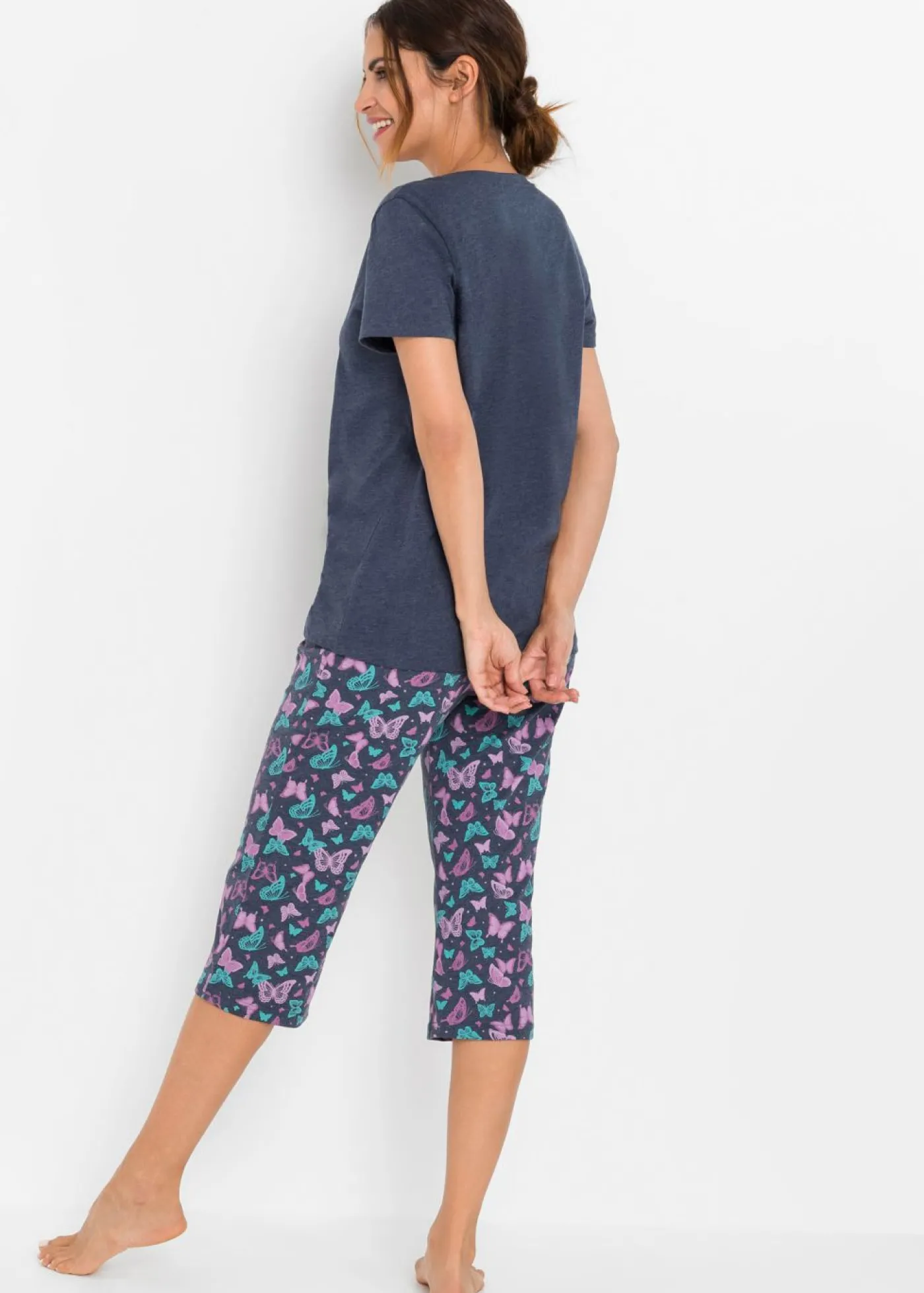 bonprix bonprix Pijama capri Azul jaspeado estampado Discount
