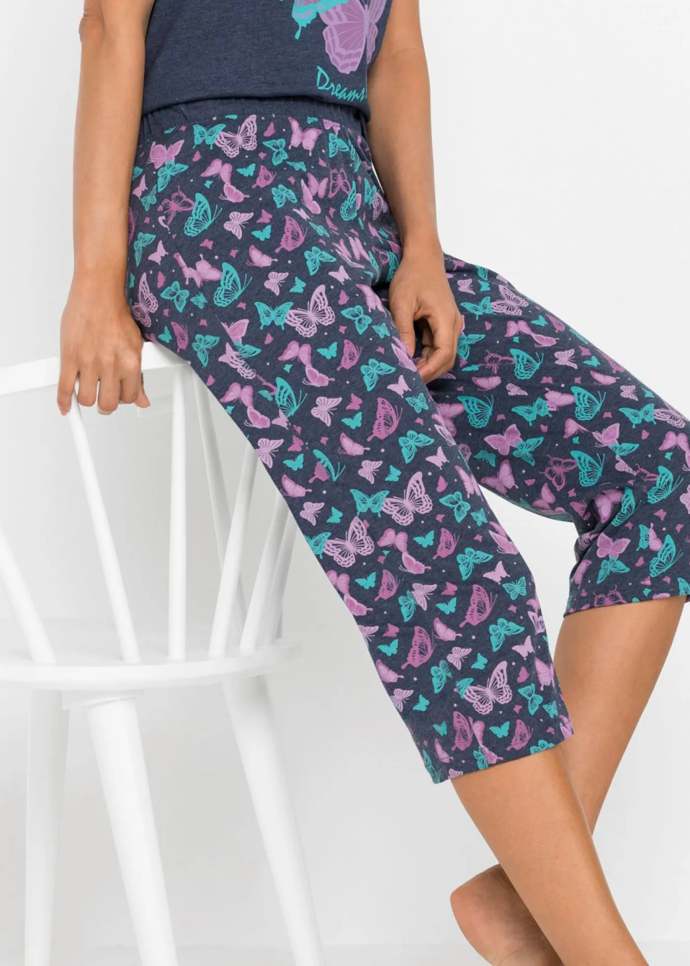 bonprix bonprix Pijama capri Azul jaspeado estampado Discount