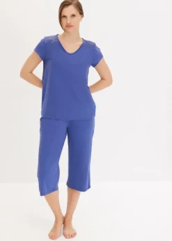 bonprix bonprix Pijama capri con culotte ancho azul pacífico oscuro Hot
