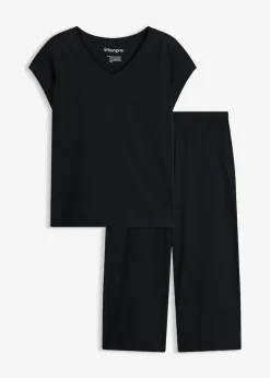 bonprix bonprix Pijama capri con culotte ancho Negro Discount