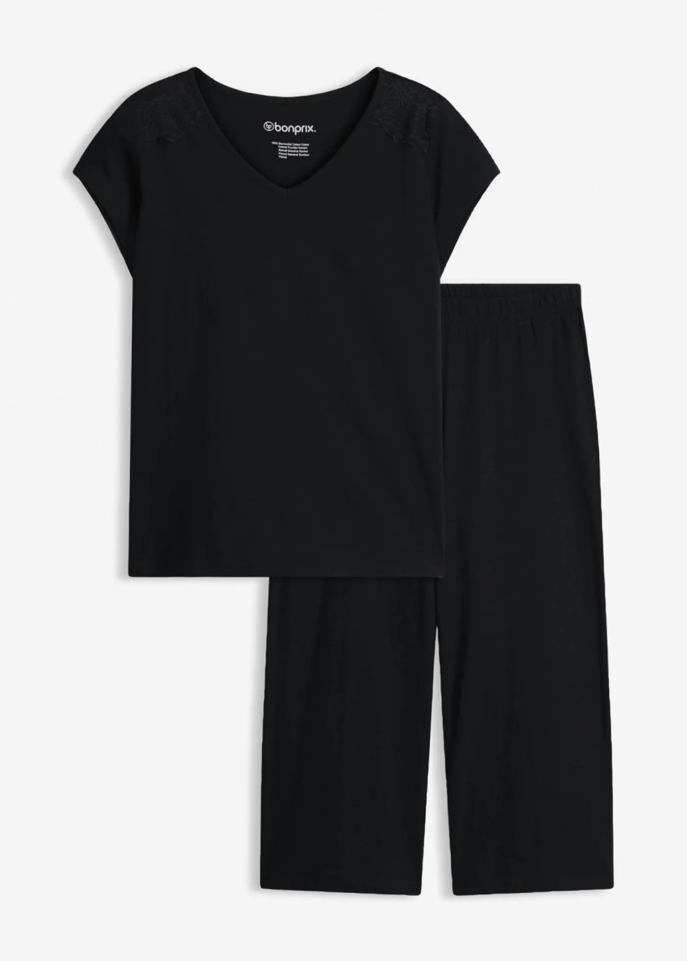bonprix bonprix Pijama capri con culotte ancho Negro Discount