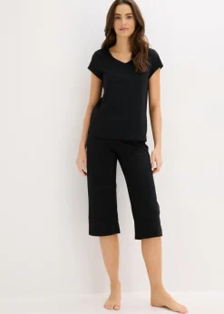 bonprix bonprix Pijama capri con culotte ancho Negro Discount