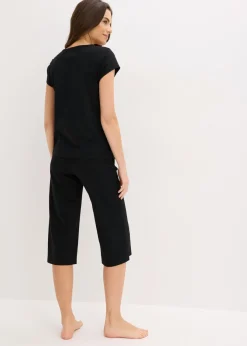bonprix bonprix Pijama capri con culotte ancho Negro Discount