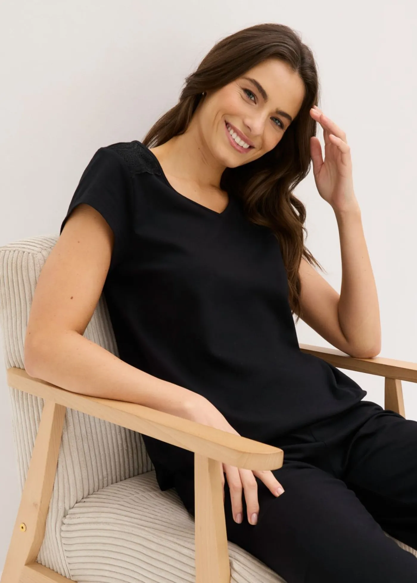 bonprix bonprix Pijama capri con culotte ancho Negro Discount