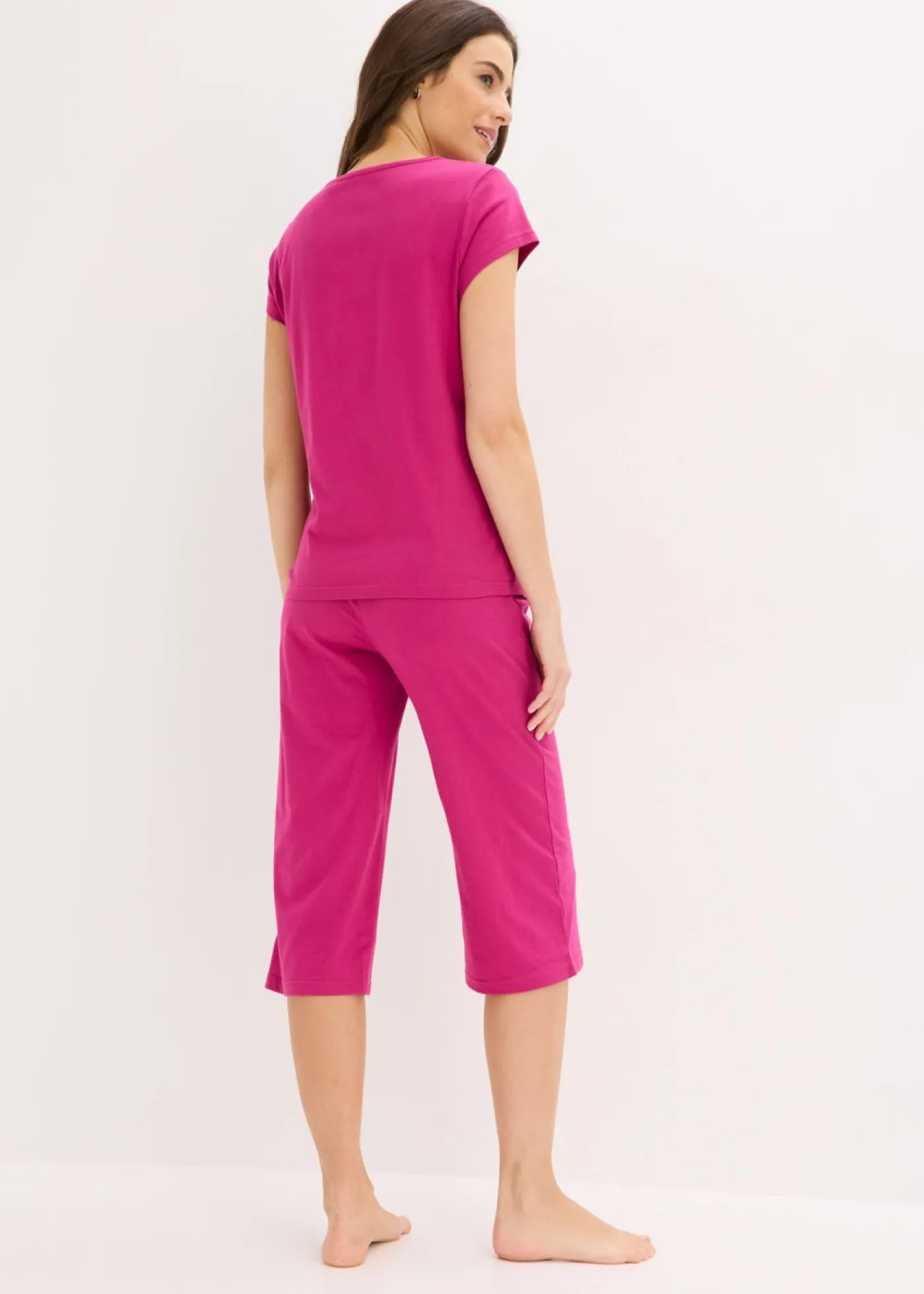 bonprix bonprix Pijama capri con culotte ancho Rosa fucsia Sale