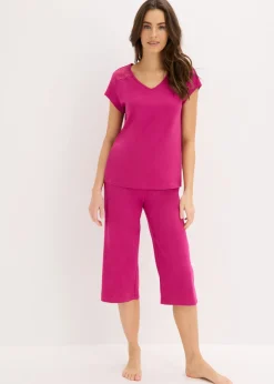 bonprix bonprix Pijama capri con culotte ancho Rosa fucsia Sale