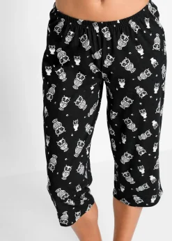 bonprix bonprix Pijama capri con mangas cortas Negro-blanco Hot