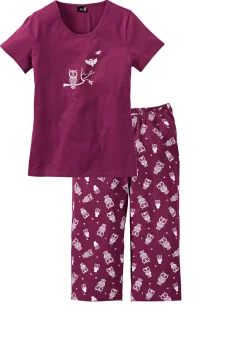 bonprix bonprix Pijama capri con mangas cortas baya / blanco Best
