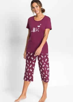 bonprix bonprix Pijama capri con mangas cortas baya / blanco Best