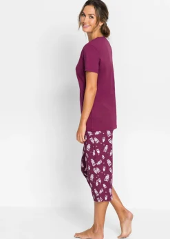 bonprix bonprix Pijama capri con mangas cortas baya / blanco Best