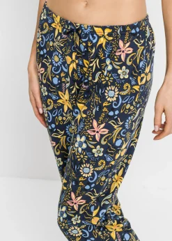bonprix bonprix Pijama capri con mangas cortas, de algodón puro Azul marino estampado Best