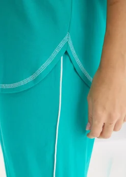 bonprix bonprix Pijama capri de algodón orgánico puro Esmeralda-blanco Discount