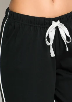 bonprix bonprix Pijama capri de algodón orgánico puro Negro-blanco Sale