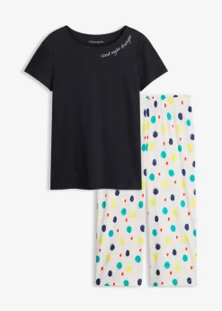 bonprix bonprix Pijama capri de algodón puro Negro de lunares Clearance