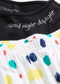 bonprix bonprix Pijama capri de algodón puro Negro de lunares Clearance