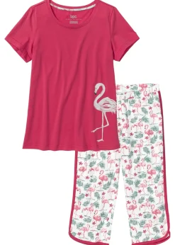 bonprix bonprix Pijama capri de algodón puro granate / rosa pastel / rosa oscura / azul celeste / azul marino / blanco Outlet