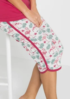 bonprix bonprix Pijama capri de algodón puro granate / rosa pastel / rosa oscura / azul celeste / azul marino / blanco Outlet