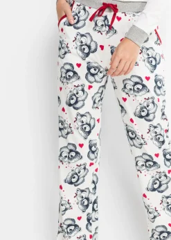 bonprix bonprix Pijama con aplicación de franela Blanco lana/azul marino estampado Hot